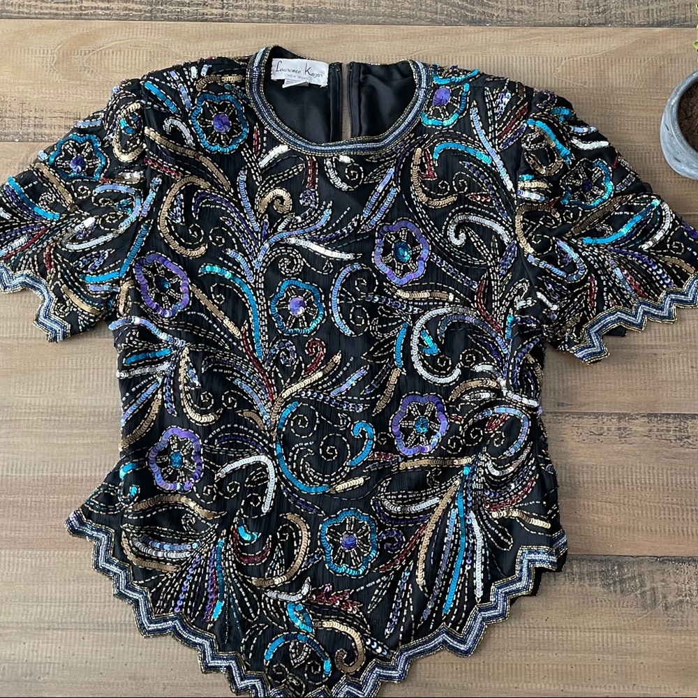 (USED) 1980’s Vintage Beaded Laurence Kazar Top
